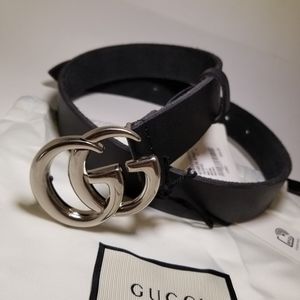 Silver Interlocking G Gucci 1.25 Inch Leather Belt